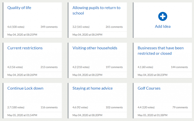 screen capture of ideas on dialogue site