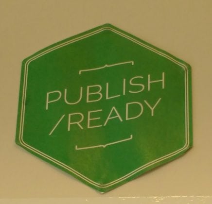 Green hexagonal sign that says 'publish/ready'.