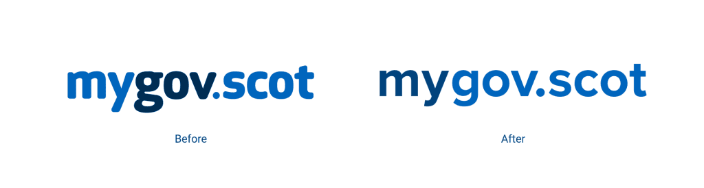 The before and after of the mygov.scot logo