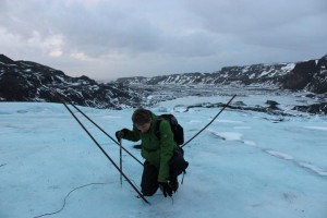 Professor Moffat on the Solheimajokull glacier 