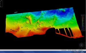 Bathymetry of the Farr Point survey area (25 to 130m).