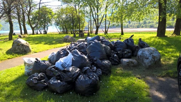 Litter collected on Arrochar beach - May 2018