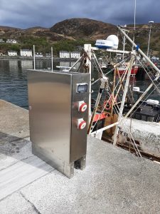 Image of shore power on Mallaig Harbour