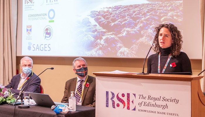 Mairi Gougeon delivering her speech at the Blue Carbon Conference at the Royal Society of Edinburgh.