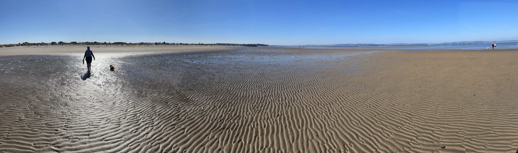Panorama of Nairn beach. Beach with sand ripples
