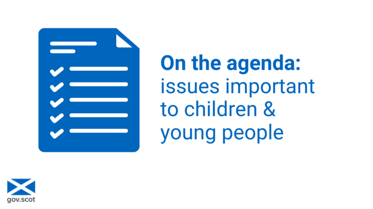 image of an agenda with text reading "on the agenda: issues important to children and young people"