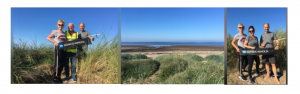 photo collage of Troon beach with employees doing a litter pick