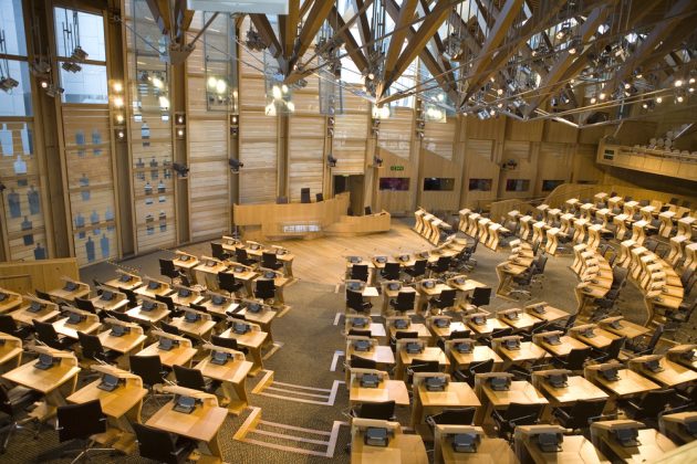 Scottish Parliament debating chamber. Shutterstock - Duirinish Light