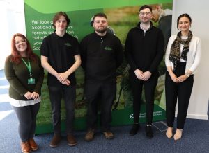 Kyle and other FLS apprentices meeting Mairi McAllan, Minister for Environment and Land Reform, during Scottish Apprenticeship Week 2023.