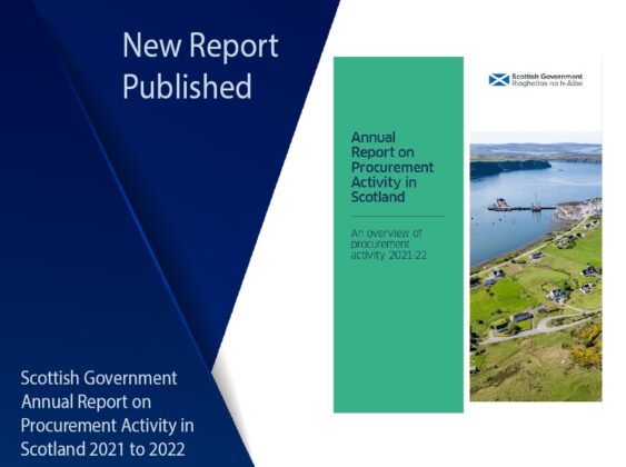 Cover photo depicting publication of latest Annual Report on Procurement Activity in Scotland 2021 to 2022