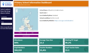 Screenshot of Primary School Information Dashboard